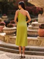 Stunning Sheath One-Shoulder Tea-Length Wedding Guest Dress