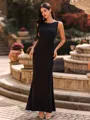 Graceful Sheath Scoop Floor-Length Wedding Guest Dress