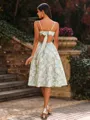 Enchanting A-line Straps Tea-Length Corset Wedding Guest Dress