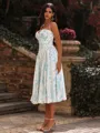 Gorgeous A-line Spaghetti Straps Tea-Length Wedding Guest Dress