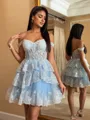 Glamorous Ball-Gown Off-the-Shoulder Appliques Lace Short/Mini Tulle Corset Homecoming Dress