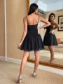 Fashion-forward A-line Spaghetti Straps Appliques Lace Short/Mini Tulle Corset Homecoming Dress