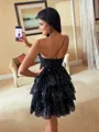 Delicate Ball-Gown One-Shoulder Appliques Lace Short/Mini Tulle Corset Homecoming Dress