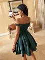 Stunning Ball-Gown Off-the-Shoulder Beading Short/Mini Satin Homecoming Dress