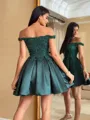 Stunning Ball-Gown Off-the-Shoulder Beading Short/Mini Satin Homecoming Dress