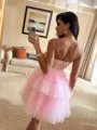 Striking Ball-Gown Sweetheart Appliques Lace Short/Mini Tulle Corset Homecoming Dress