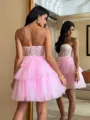 Striking Ball-Gown Sweetheart Appliques Lace Short/Mini Tulle Corset Homecoming Dress