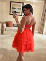 Stunning Ball-Gown One-Shoulder Appliques Lace Short/Mini Tulle Corset Homecoming Dress