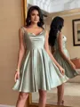 Hot A-line Spaghetti Straps Short/Mini Silk Like Satin Homecoming Dress