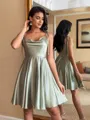 Hot A-line Spaghetti Straps Short/Mini Silk Like Satin Homecoming Dress