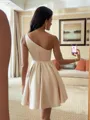Extravagant A-line One-Shoulder Short/Mini Satin Homecoming Dress