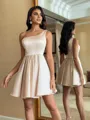 Extravagant A-line One-Shoulder Short/Mini Satin Homecoming Dress