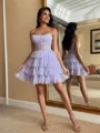 Graceful A-line Strapless Beading Short/Mini Corset Homecoming Dress