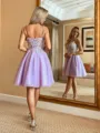 Splendiferous A-line Spaghetti Straps Corset Appliques Lace Short/Mini Tulle Homecoming Dress