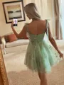 Stunning A-line Straps Flower Short/Mini Lace Homecoming Dress
