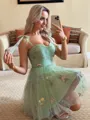 Stunning A-line Straps Flower Short/Mini Lace Homecoming Dress