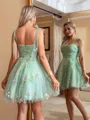 Stunning A-line Straps Flower Short/Mini Lace Homecoming Dress