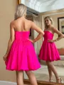 Mesmerizing A-line Strapless Pleated Short/Mini Silk Like Satin Homecoming Dress