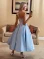 Perfect Ball-Gown One-Shoulder Flower Tea-Length Satin Homecoming Dress
