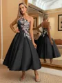 Perfect Ball-Gown One-Shoulder Flower Tea-Length Satin Homecoming Dress