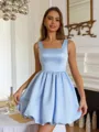 Glam A-line Square Short/Mini Satin Corset Homecoming Dress