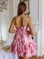 Splendiferous A-line Spaghetti Straps Cascading Ruffles Short/Mini Corset Homecoming Dress