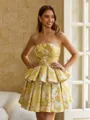 Grand Ball-Gown Straight Short Sleeves Short/Mini Corset Homecoming Dress