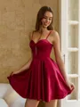 Hot A-line Spaghetti Straps Short/Mini Silk Like Satin Corset Homecoming Dress