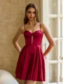 Hot A-line Spaghetti Straps Short/Mini Silk Like Satin Corset Homecoming Dress