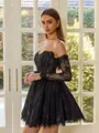 Graceful Ball-Gown Sweetheart Long Sleeves Appliques Lace Short/Mini Lace Corset Homecoming Dress