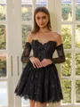 Graceful Ball-Gown Sweetheart Long Sleeves Appliques Lace Short/Mini Lace Corset Homecoming Dress