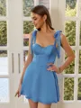 Perfect A-line Straps Bow Short/Mini Satin Chiffon Corset Homecoming Dress