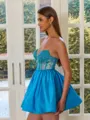Magnificent Ball-Gown Sweetheart Beading Short/Mini Taffeta Corset Homecoming Dress