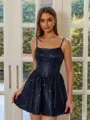 Delicate A-line Spaghetti Straps Short/Mini Lace Corset Homecoming Dress