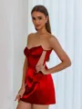 Unique Sheath Sweetheart Pleated Short/Mini Silk Like Satin Corset Homecoming Dress