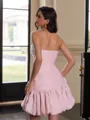 Delicate Sheath Straight Flower Short/Mini Organza Corset Homecoming Dress