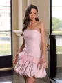 Delicate Sheath Straight Flower Short/Mini Organza Corset Homecoming Dress