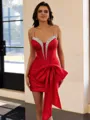 Trendy Sheath Spaghetti Straps Bow Short/Mini Corset Homecoming Dress