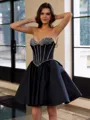 Unique A-line Sweetheart Bow Short/Mini Satin Corset Homecoming Dress