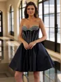 Unique A-line Sweetheart Bow Short/Mini Satin Corset Homecoming Dress