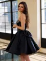 Unique A-line Sweetheart Bow Short/Mini Satin Corset Homecoming Dress