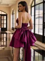 Pretty A-line Straight Bow Short/Mini Satin Homecoming Dress