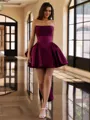 Pretty A-line Straight Bow Short/Mini Satin Homecoming Dress