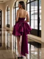 Pretty A-line Straight Bow Short/Mini Satin Homecoming Dress