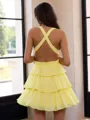 Breathtaking A-line Halter Cascading Ruffles Short/Mini Chiffon Homecoming Dress
