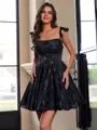 Show-stopping A-line Square Pleated Short/Mini Lace Corset Homecoming Dress