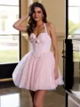 Unforgettable Ball-Gown Halter Bow Short/Mini Corset Homecoming Dress