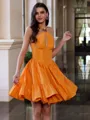 Breathtaking A-line Halter Rhinestone Short/Mini Taffeta Corset Homecoming Dress