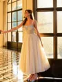 Striking A-line Straps Rhinestone Ankle-Length Corset Homecoming Dress