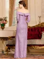 Sophisticated Sheath Satin Lace Off-the-Shoulder 3/4 Sleeves Floor-Length Mother of the Bride Dress
